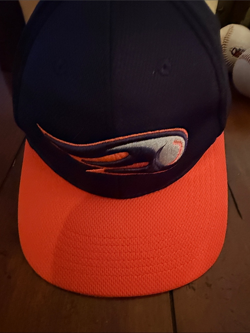 Kids Navy and Orange Baseball Cap with Flame Logo